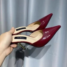 Women Sexy Mules Slip On Pointy Toe Shoes Patent Leather Slippers Evening Party