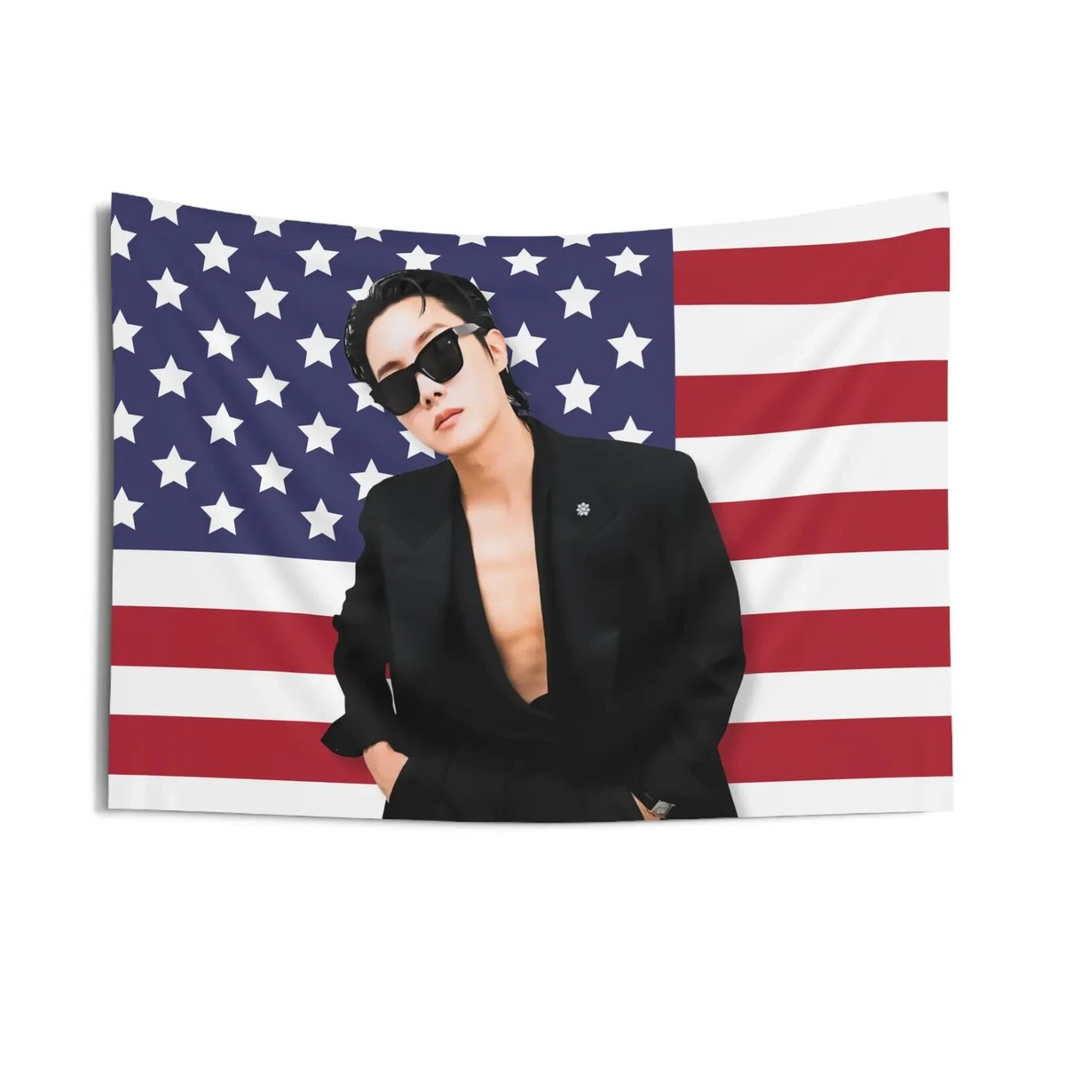 KPOP FLAG] BTS JHOPE American Flag Wall Tapestry Army Fan Merch
