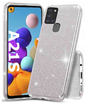 Für Samsung Galaxy A21s - SHINE CASE BLINK TPU Glitzer HandyTasche Hülle Silber