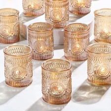24pcs Gold Glass Votive Candle Holders Wedding Decorations Gold Centerpieces ...