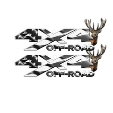4x4 Subdued American Flag DEER HEAD Decals Truck OFF ROAD Stickers 2 Pack MATTE