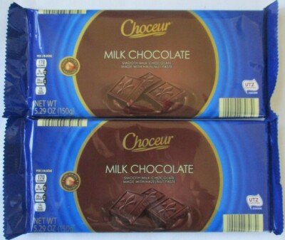 2 - CHOCEUR MILK CHOCOLATE WITH HAZELNUT PASTE 5.29-OZ BARS