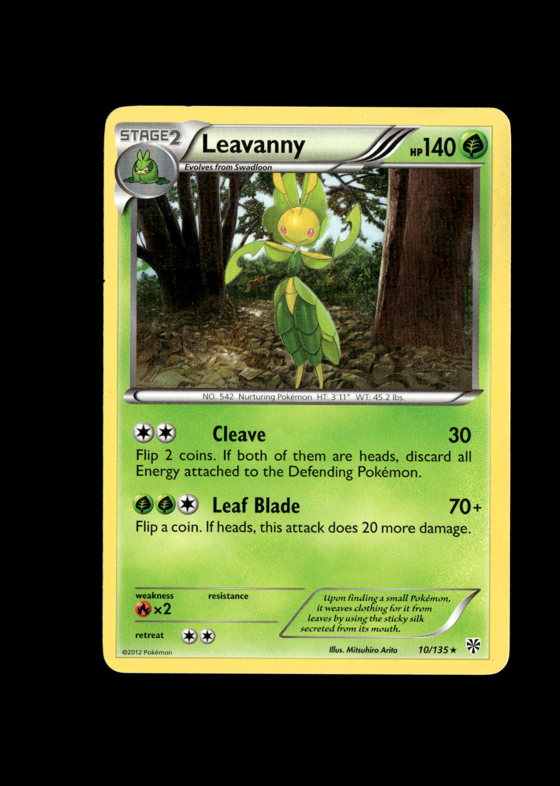Pokemon 2012 Moderate Play Leavanny 10/135 Plasma Storm Rare Card