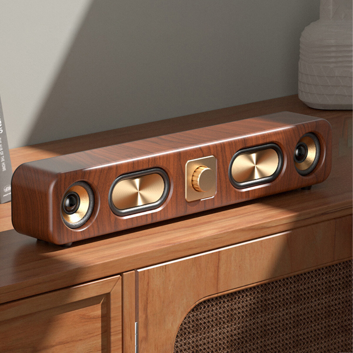 Vintage Wooden Bluetooth Speaker 4D Surround TF FM Radio AUX