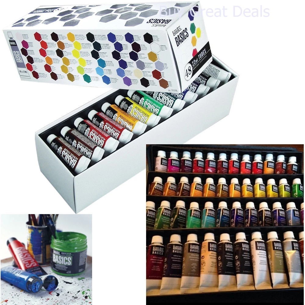 Set Paint Tube Basics Liquitex Acrylic 48 Piece Art Painting Color Mixing Pro