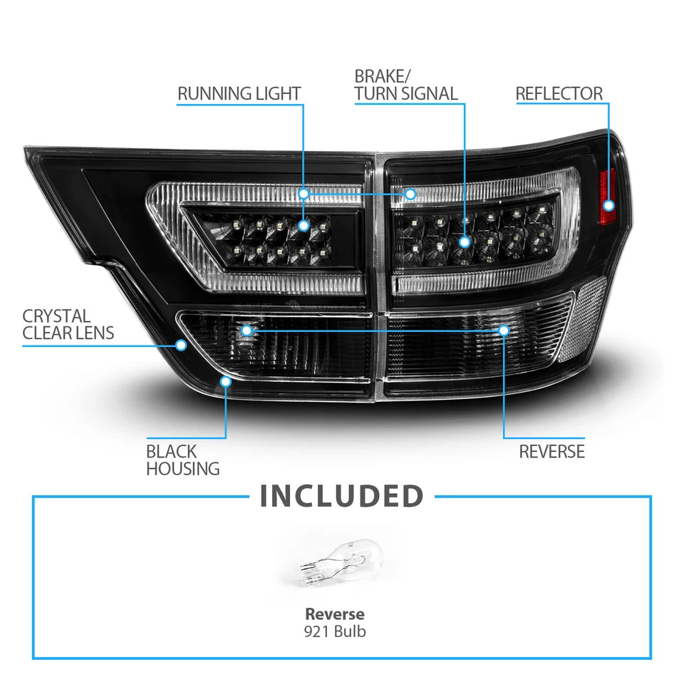 4 luces traseras LED barra C para Jeep Grand Cherokee 2011-2013 par negro transparente Foto 4 de 4