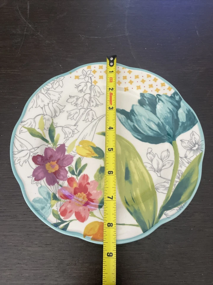 Ramo floreciente mujer Pioneer verde azulado floral 8,5" plato ensalada postre repuesto Foto 3 de 3