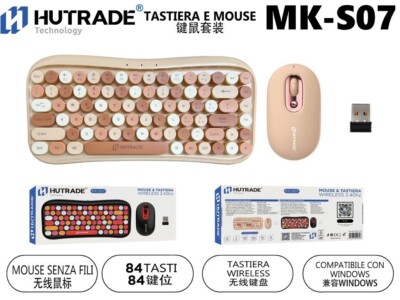 Kit Tastiera e Mouse Wireless HUTRADE MKS07 24Ghz 84 Tasti Windows mar