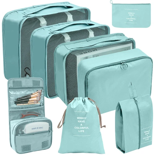 8-teiliges Reisegepäck Organizer Set Koffer Aufbewahrung Taschen Kleidung Packwürfel - Bild 6 von 29