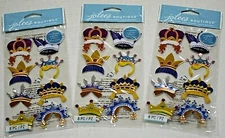 Jolee's Boutique Stickers Fun Crowns, 3 Sheets of 8, New, Free Shipping!