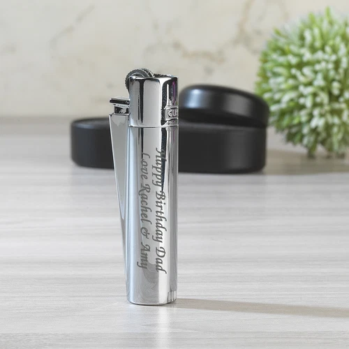 Personalised Free Engraving Metal Clipper Lighter Silver Gift Mens Dad Son Uncle