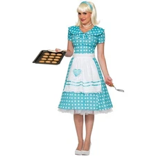 Womens 50s Housewife Costume Retro Dress Forum Novelties Medium Large Vintage
