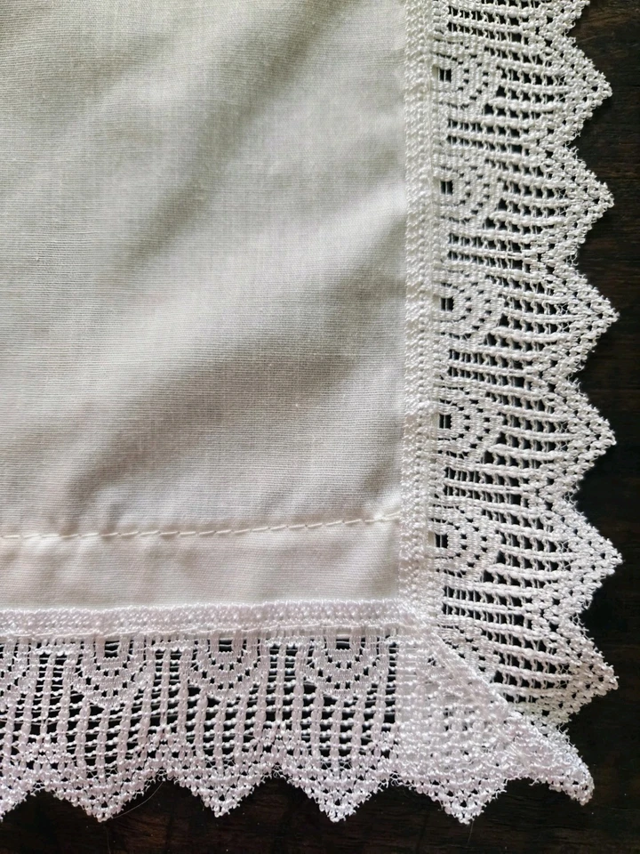 1 - COUNTRY CURTAINS brand RED LION INN ecru curtain PANEL w/ LACE TRIM 46x72 - Image 3 of 4