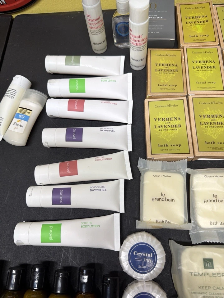 Gran Lote de Artículos de Aseo de Hotel Tamaño de Viaje Champú Jabón Loción Marcas Mixtas a Granel Foto 4 de 4