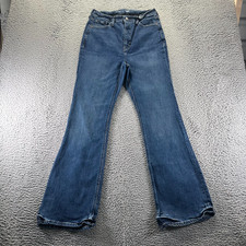 Old Navy Jeans Women 8 Blue Cotton Denim Flared High-Rise Workwear Faded Stretch
