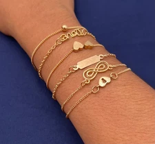 6-Piece Gold Plated Infinity Heart Bracelet Set – Layered Accessories for Women