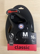 FLEXI New Classic Tape Retractable Dog Leash Medium 16 Ft 55 lbs. BLACK New