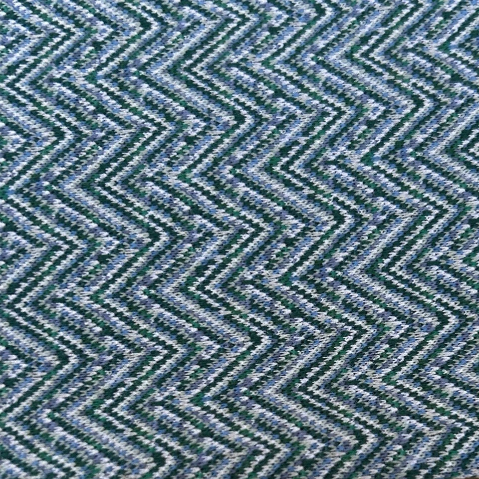 Vintage Stretch Knit Fabric Polyester Teal Blue Chevron 1 Yard 62” Wide 60/70’s - Image 2 of 2