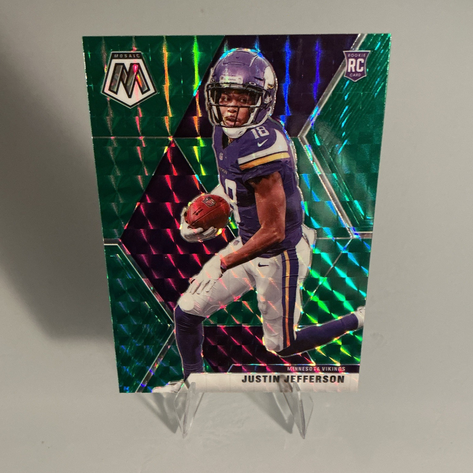 Panini 2020 Mosaic Rookies Justin Jefferson Green Mosaic Prizm #209 RC Vikings