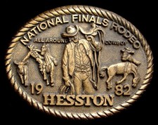 MG30143 GREAT NFR 1982 NATIONAL FINALS RODEO HESSTON COLLECTOR BUCKLE