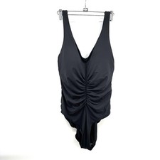 CALIA Ruched One Piece Swim Suit Solid Pure Black Size 8 Womens