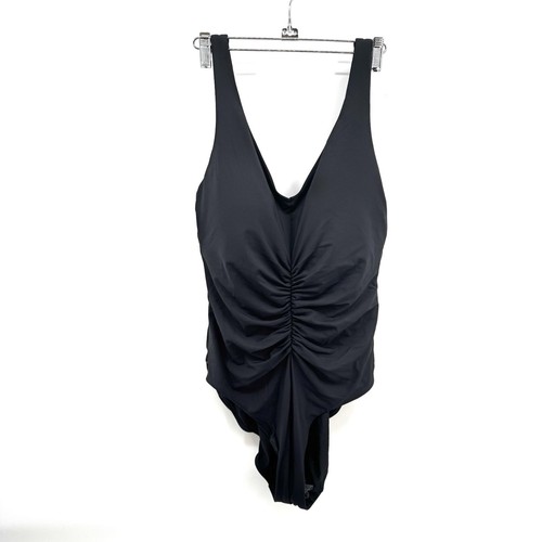 CALIA Ruched One Piece Swim Suit Solid Pure Black Size 4 Womens