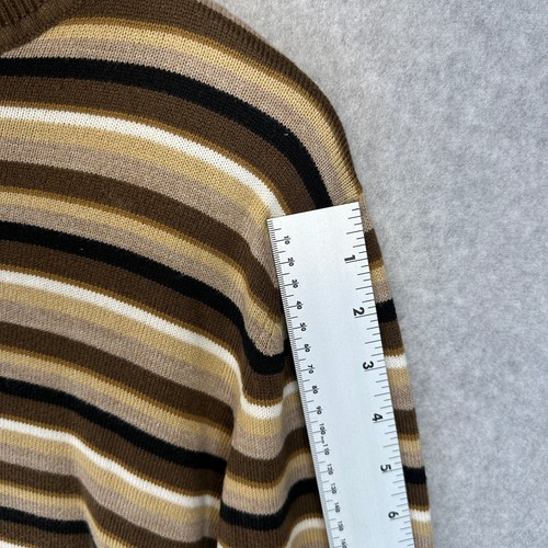 SAG Harbor Sweater Women Size XL Brown Multi Striped Long Sleeve Mock Neck Knit - Picture 10 of 12