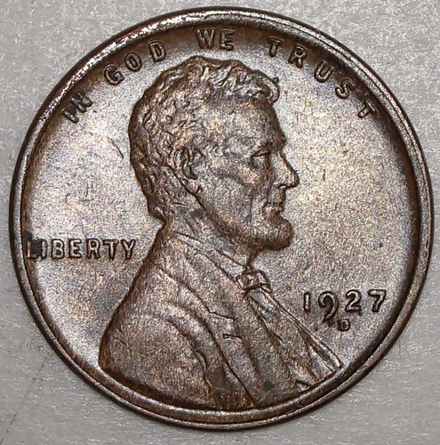 1927-D Lincoln Wheat Cent AU Brown Denver Mint Lower Mintage Roaring Twenties