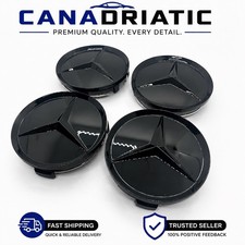 Black Wheel Center Caps Hub Cover Logo 75mm 3 Inch For Mercedes Benz Set Of 4