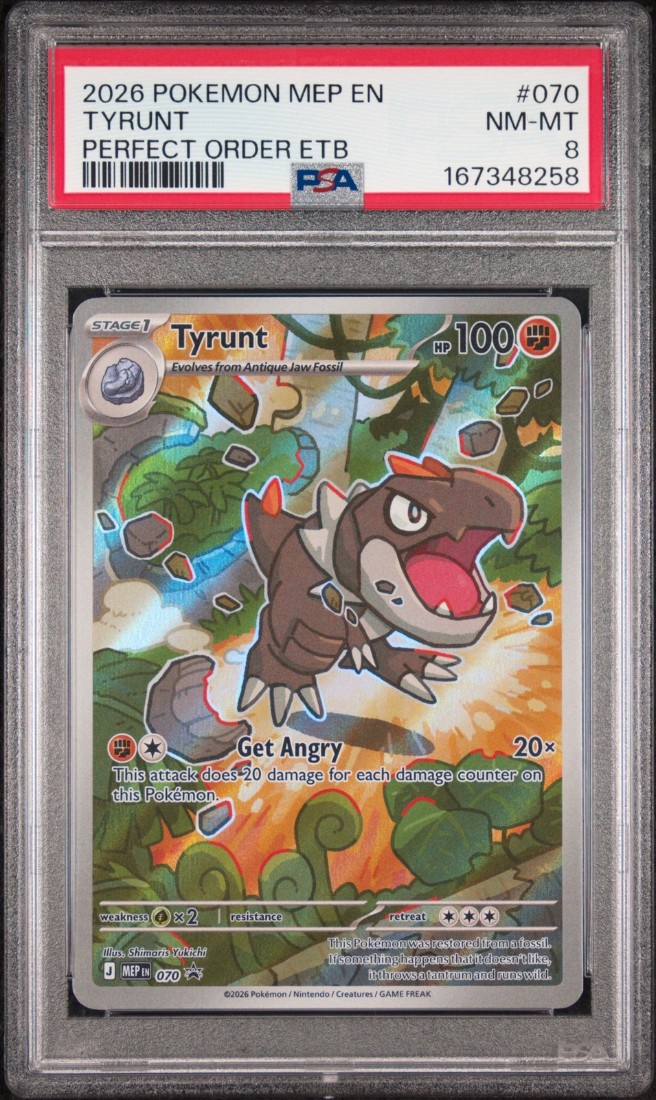 2026 POKEMON MEP PERFECT ORDER ELITE TRAINER BOX #070 TYRUNT PSA 8