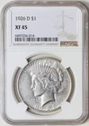 1926 D Peace Dollar NGC XF45, Better Date