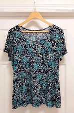 Croft and Barrow Tops Women's Large Multicolor Short Sleeve Floral Comfort 