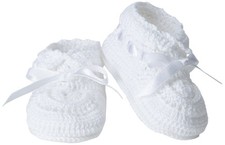 Baby Girls' Hand Crochet Bootie, White, Newborn 2681 