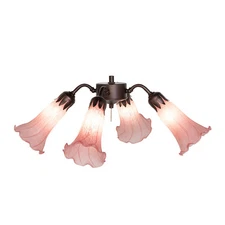 Meyda Lighting 19" Wide Pink Tiffany Pond Lily 4 Fan Light- 261502