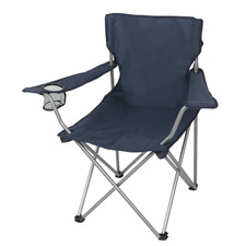 Ozark Trail Basic Quad Folding Camp Chair with Cup Holder, Dark Blue, Adult NEW