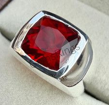Natural Garnet Gemstone Ring, 925 Sterling Silver Ring, Statement Men's Ring