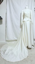 Union Made Vintage Women  s Edwardian Style Cream Wedding Dress Size 10