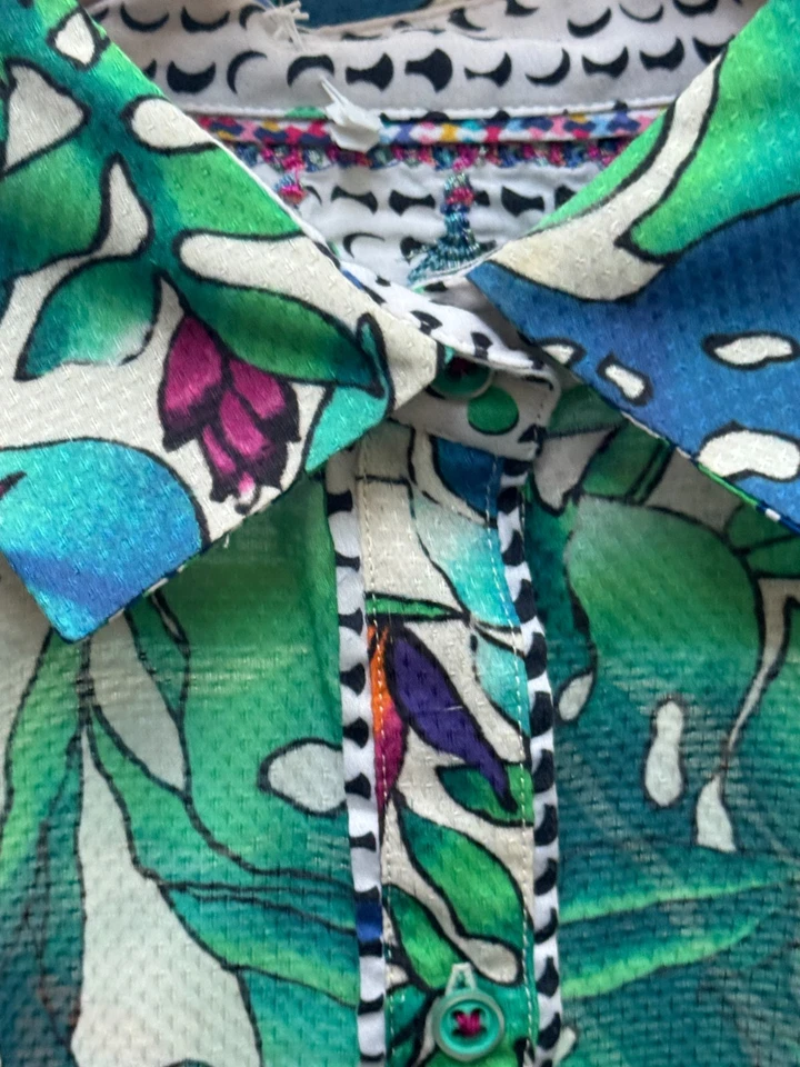 Blusa Robert Graham de seda de algodón para mujer talla mediana M manga larga camisa con cuello Foto 3 de 4