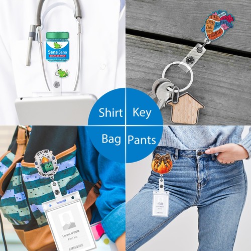 Funny Nursing Badge Reel, Sana Colita De Rana Retractable ID Badges Blue  - Picture 5 of 6