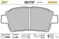 Valeo Bremsbelagsatz, Scheibenbremse 301737 FüR Toyota