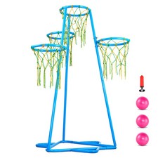 Kids Basketball Hoop Adjustable Outdoor Indoor Portable 4-Hoop Basketball Stand