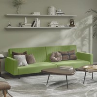 Schlafsofa 2-Sitzer Samt HellgrüN Mit Bettfunktion