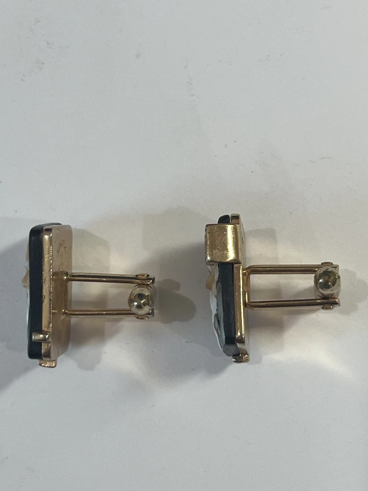 复古 Swank 袖扣 Toshikane 瓷器 Fukurokujo Fortune God 瓷砖 — 第 4/4 张图片