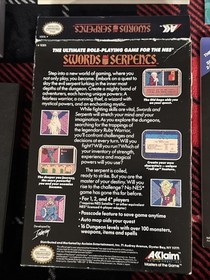 Swords and Serpents (Nintendo NES, 1990) Complete CIB Box Manual Inserts