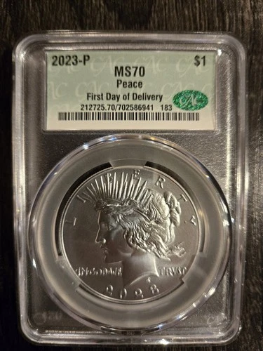 2023 P $1 Silver Peace Dollar CAC MS70 First Day of Delivery