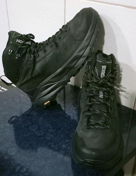 Men Hoka Boots Black Leather 43