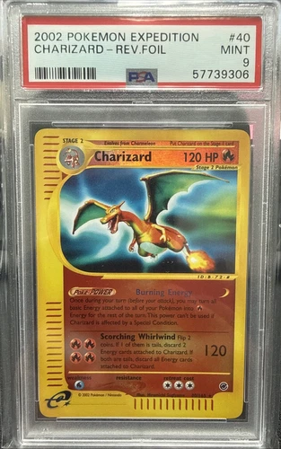 2002 POKEMON EXPEDITION #40 CHARIZARD-REVERSE FOIL PSA 9