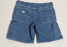 Y2K Lee Jean Shorts Men Size 42 Blue Carpenter Work Wear 10" Inseam Medium Wash