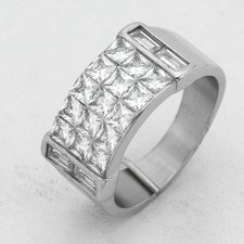 Men's Stainless Steel Brilliant CZ Square 11mm Ring 7 -11 12 High Polish BOX