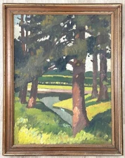 ca. 1900 post-Impressionist English landscape oil painting Bloomsbury Group era